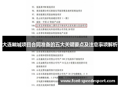 大连鲲城项目合同准备的五大关键要点及注意事项解析